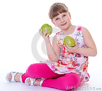 Girl with apple Stock Photo