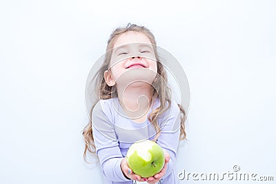 Girl with apple Stock Photo