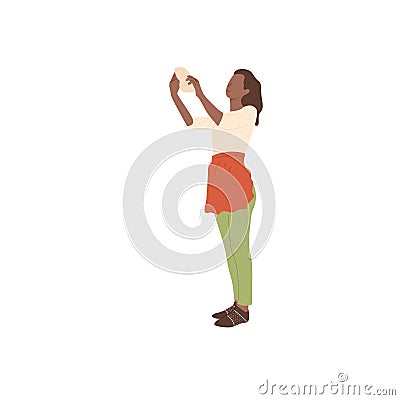 The girl in the apron wipes the dust. Vector Illustration