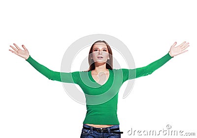 Girl arms up Stock Photo