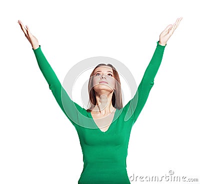 Girl arms up Stock Photo