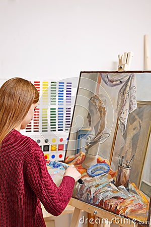 Girl in art school Stock Photo