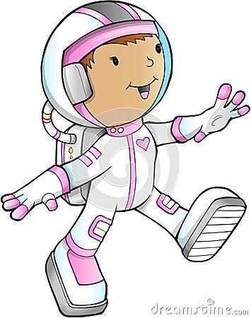 Girl Astronaut Vector Vector Illustration