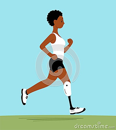 A girl athlete with a bionic prosthetic leg Vector Illustration