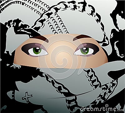 Girl bahind a mask Stock Photo