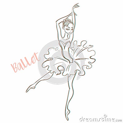 Girl ballerina. Ballet. Logotype. Dancer. Vector illustration Cartoon Illustration
