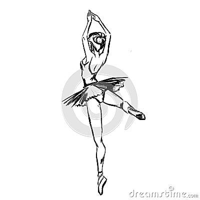 Girl ballerina shows ballet performance Stock Photo