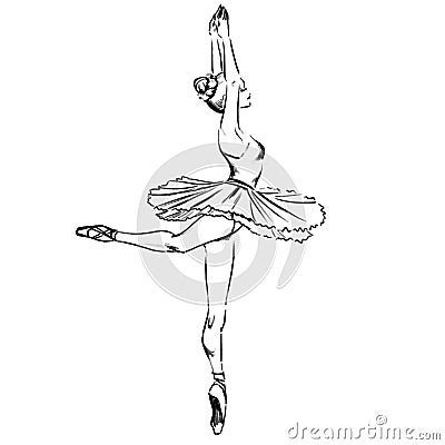 Girl ballerina shows ballet performance Stock Photo