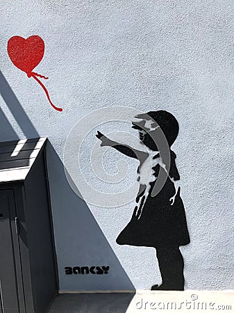 Girl with Balloon Bansky Copy Editorial Stock Photo