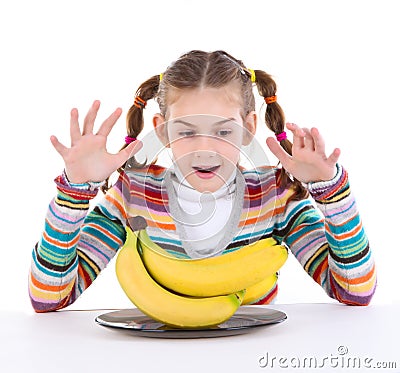 Girl with banana Stock Photo