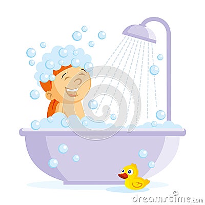 Girl in bath illustration Cartoon Illustration