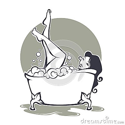 Girl in bath Vector Illustration