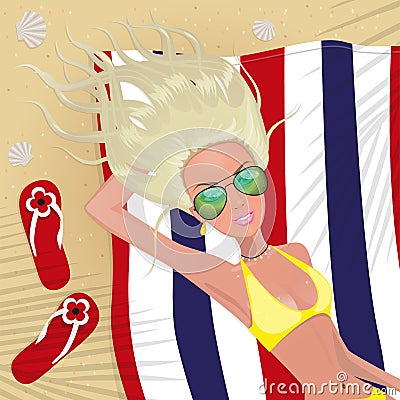 Girl on the beach Vector Illustration