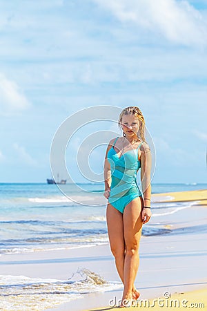 Girl on the beach Stock Photo