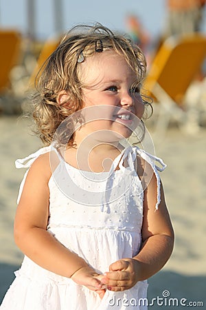 Girl at beach in the sea Stock Photo