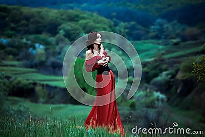 The girl in a beautiful vintage dress Stock Photo