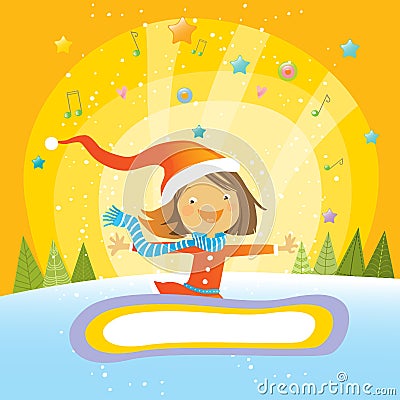 Girl beautiful winter Vector Illustration