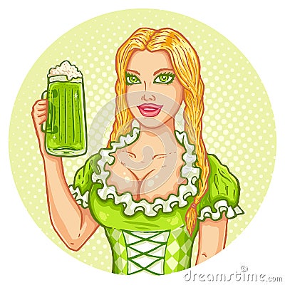 Girl with beer Vector Illustration