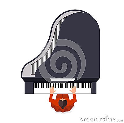 Girl behind a grand piano Vector Illustration