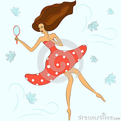 Girl is being gone with the wind Vector Illustration