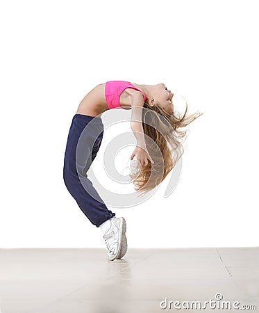 Girl bending backwards Stock Photo