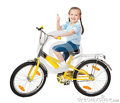 Girl on bicycle isolated Stock Photo