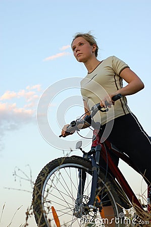 Girl biking Stock Photo