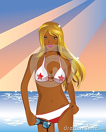 Girl bikini Vector Illustration