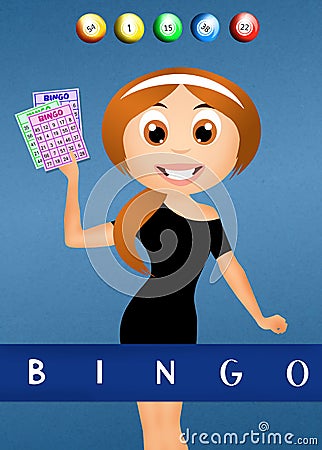 Girl with bingo cards Stock Photo