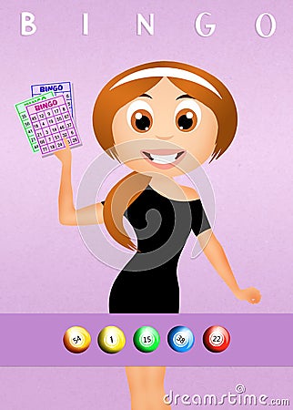 Girl with bingo cards Stock Photo