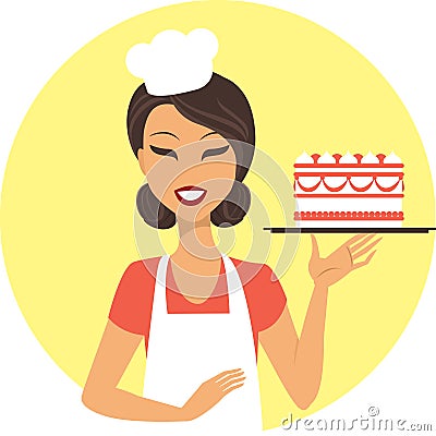Girl with birthday cake Vector Illustration