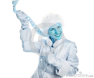 The girl with the blue face Stock Photo