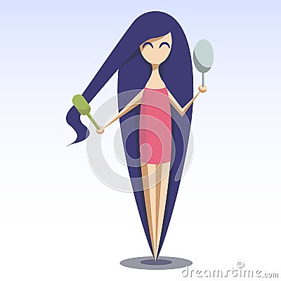 Girl with blue hair Vector Illustration