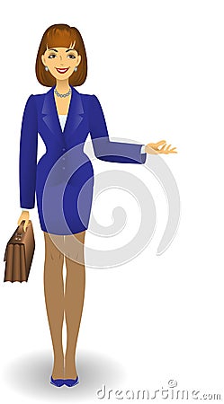 Girl in a blue suit Vector Illustration