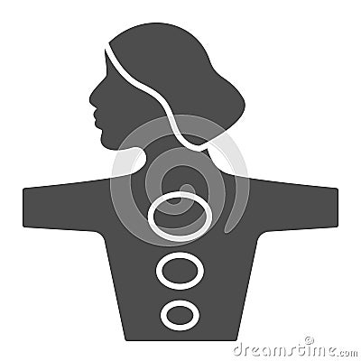 Girl body with hot stones solid icon, spa salon procedure concept, Stone treatment sign on white background, woman Vector Illustration