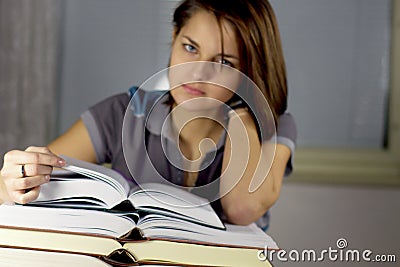 Girl and books Stock Photo