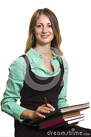 The girl with books Stock Photo