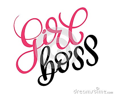 Girl boss text on white background. Calligraphy lettering illustration EPS10 Cartoon Illustration