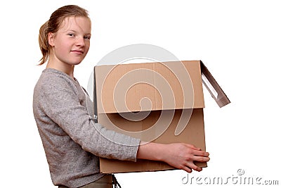Girl with box Stock Photo