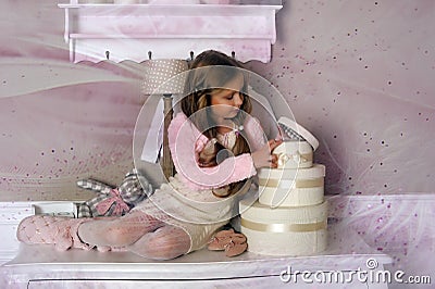 Girl with boxes with gifts Stock Photo