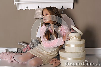 Girl with boxes with gifts Stock Photo