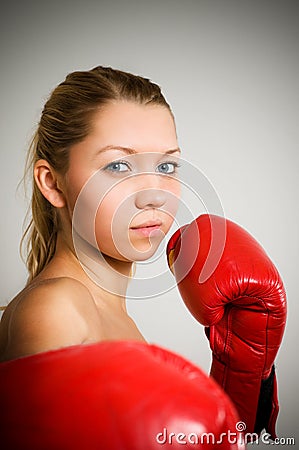 Girl boxing Stock Photo