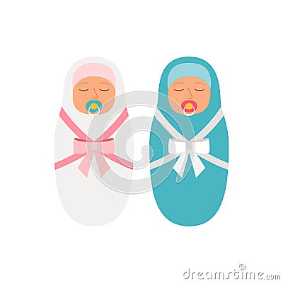 Girl and boy babies Vector Illustration