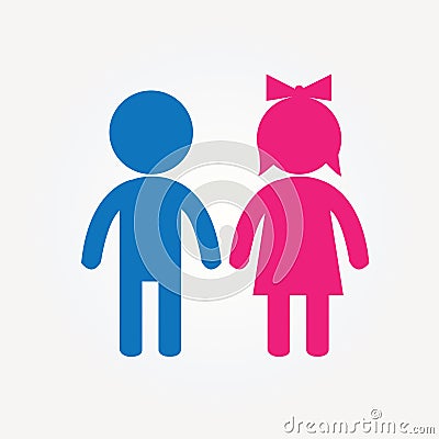 Girl and boy icon in two colour Vector Illustration