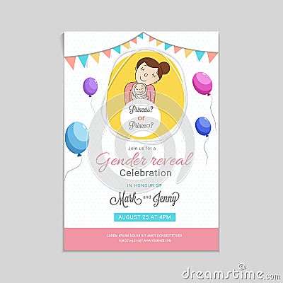 Girl or boy, question marks for a gender reveal party invitation Stock Photo