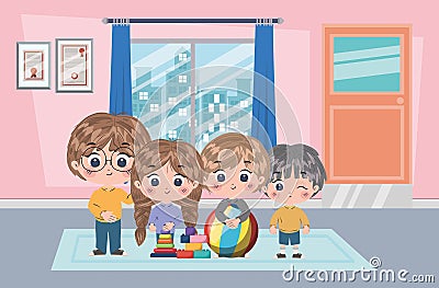 Girl and boys cartoons vector design Vector Illustration