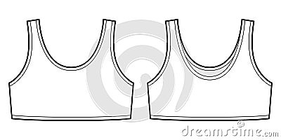 Girl bra technical sketch illustration. Casual underclothing Vector Illustration