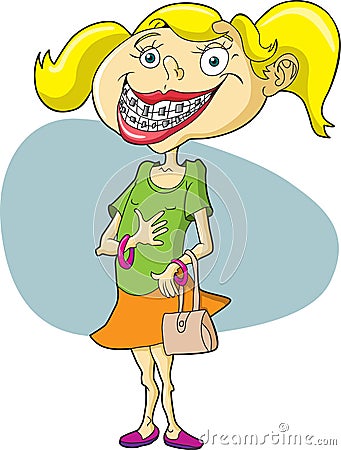 Girl with Braces Vector Illustration