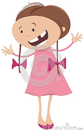 Girl with braids cartoon character Vector Illustration