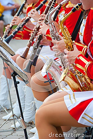 Girl Brass Band Stock Photo